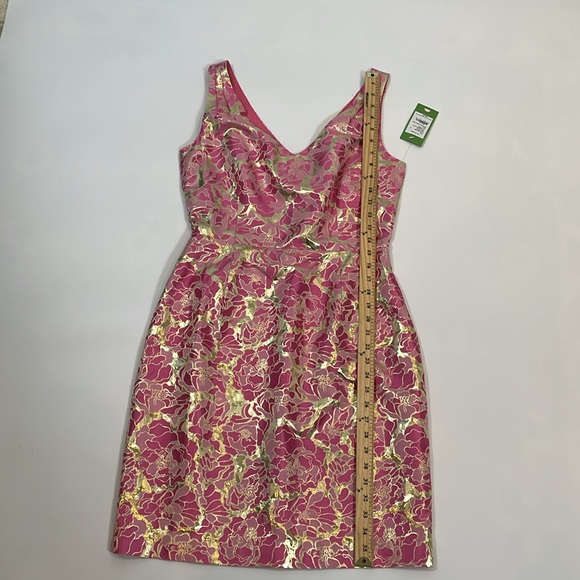 Lilly Pulitzer Kiki Dress Size 8 NWT Pink Floral Metallic Gold - Picture 8 of 13